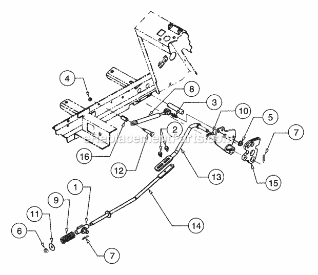 Transmission Controls Diagram and Parts List for 13A-298M100 Cub Cadet Lawn Tractor